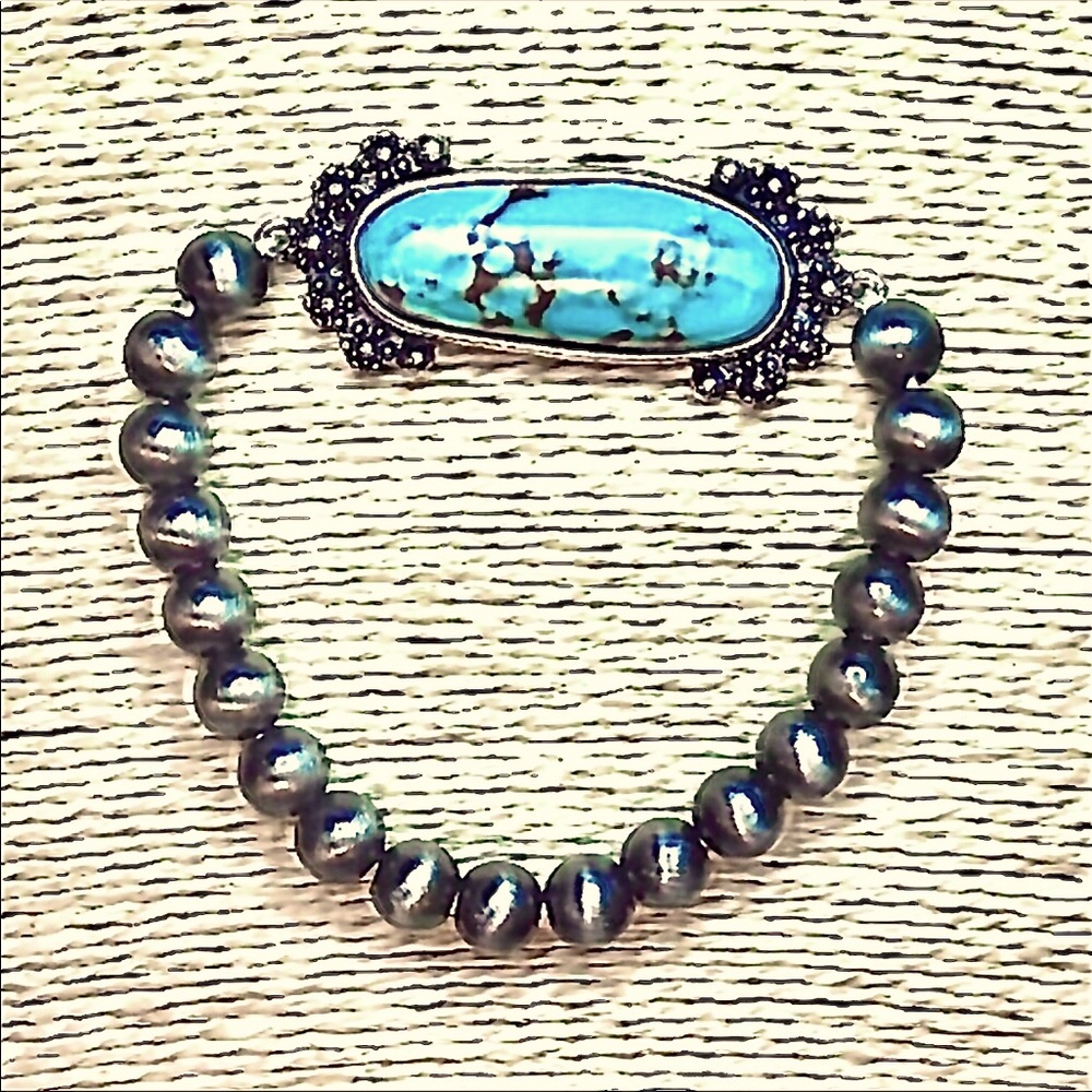 TURQUOISE CONCHO NAVAJO PEARLS BRACELET LAST 1 STRETCHES TO FIT ALL NEW - Picture 10 of 13